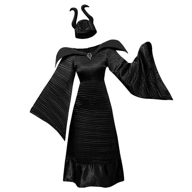 Costume sorcière reine gothique, vue arrière du costume