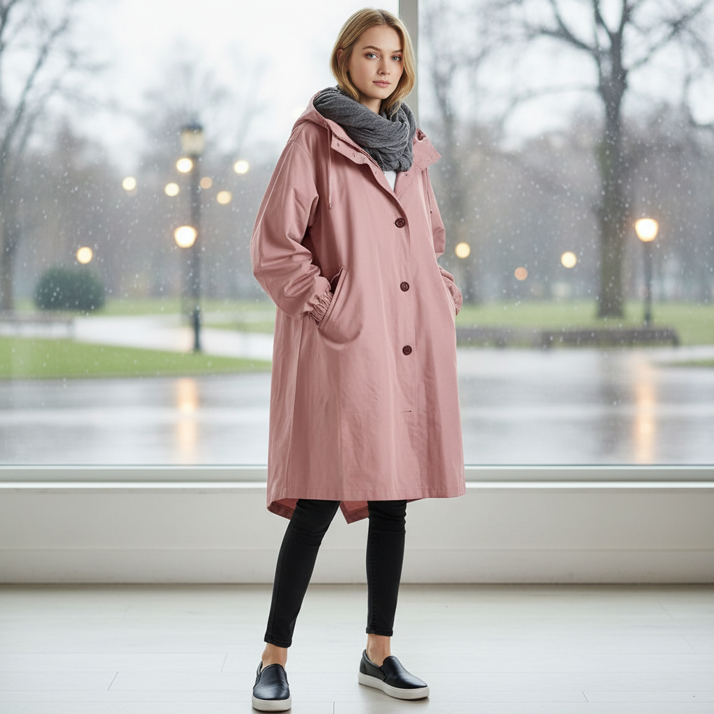 Veste de pluie légère femme portée de face