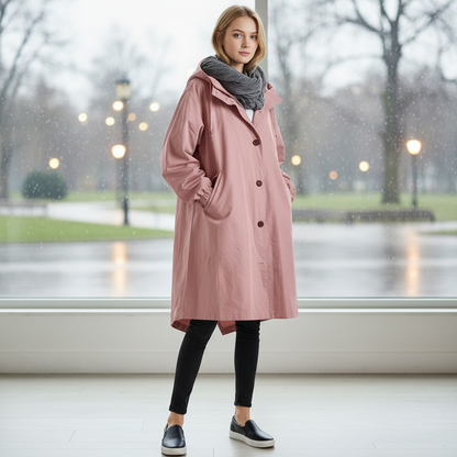 Veste de pluie légère femme portée de face
