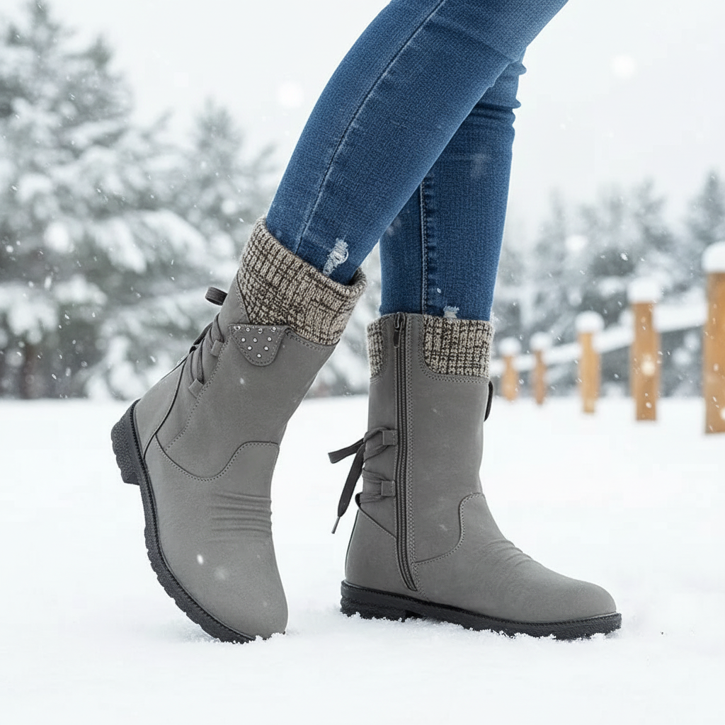 Bottes d'hiver imperméables femme vue de profil