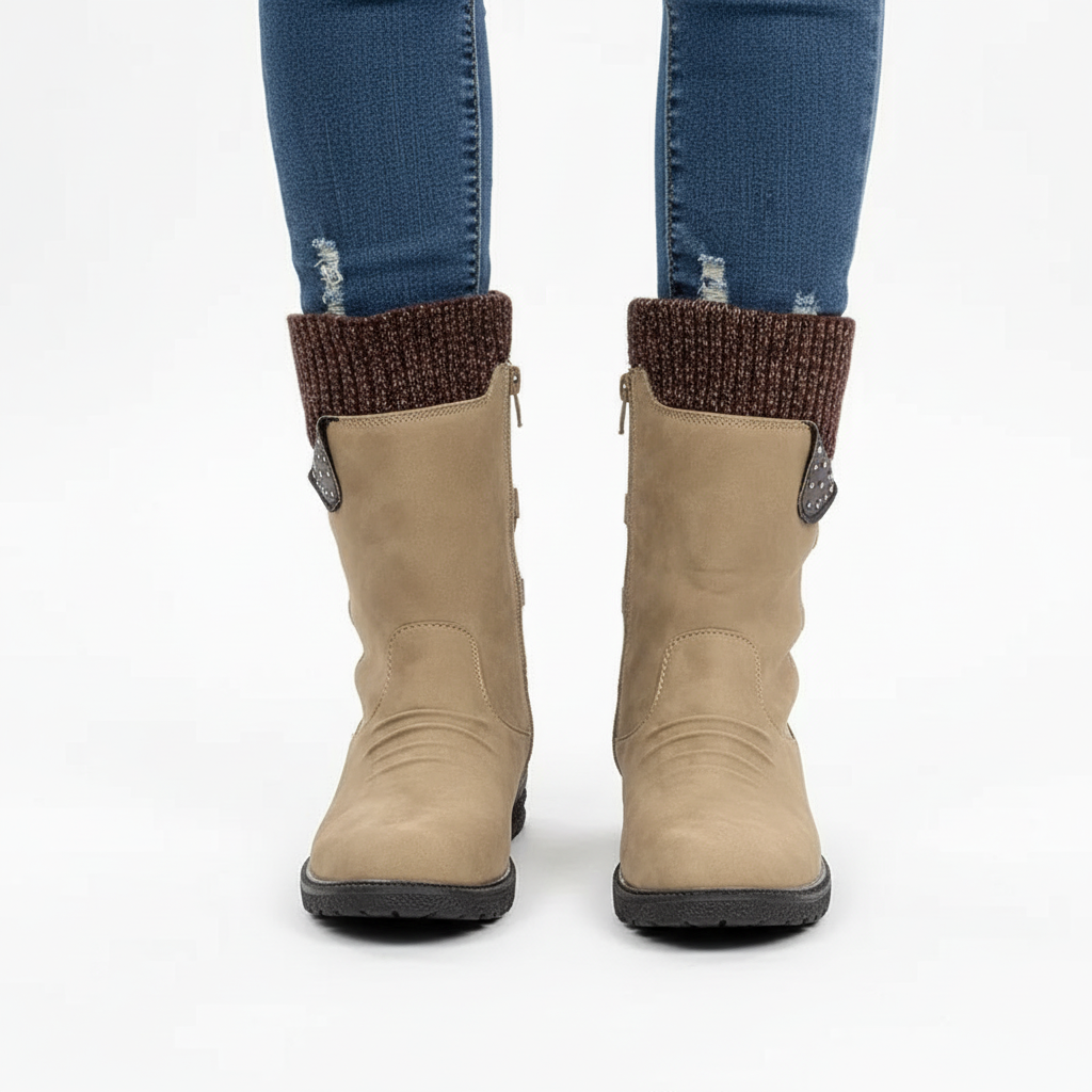 Bottes d'hiver imperméables femme coloris kaki