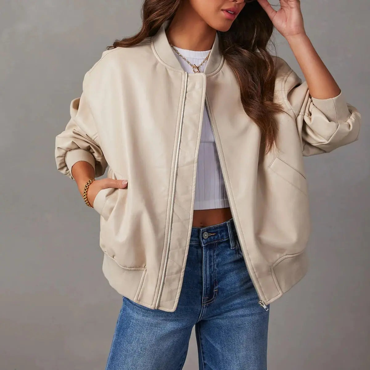 Manteau bombardier Phoebe, détail poches plaquées